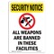 Signmission OSHA Security Sign, 18" H, 12" W, Aluminum, All Weapons Are Banned, Portrait, SN-A-1218-V-11693 OS-SN-A-1218-V-11693 - alternate 1